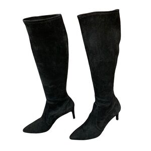Beautiful Stuart Weitzman black Half and Half knee-length suede boots size 9.5